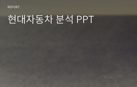 현대자동차 분석 PPT