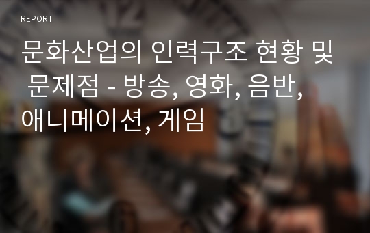 문화산업의 인력구조 현황 및 문제점 - 방송, 영화, 음반, 애니메이션, 게임