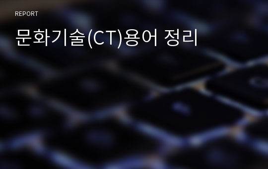 문화기술(CT)용어 정리