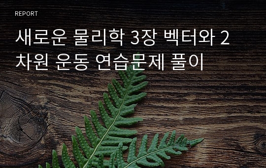 새로운 물리학 3장 벡터와 2차원 운동 연습문제 풀이