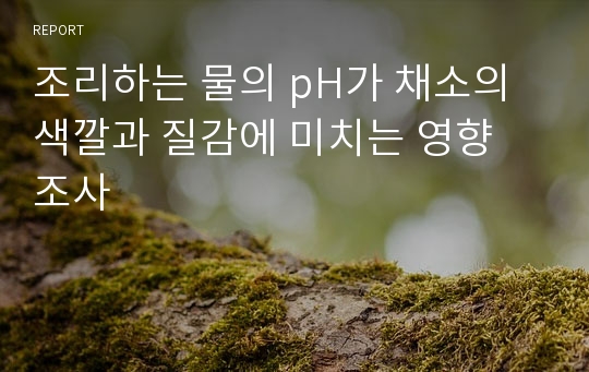 조리하는 물의 pH가 채소의 색깔과 질감에 미치는 영향 조사