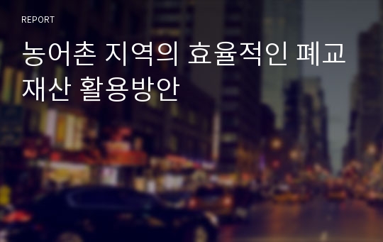 농어촌 지역의 효율적인 폐교재산 활용방안