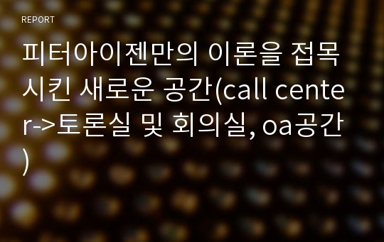 피터아이젠만의 이론을 접목시킨 새로운 공간(call center-&gt;토론실 및 회의실, oa공간)