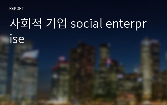 사회적 기업 social enterprise