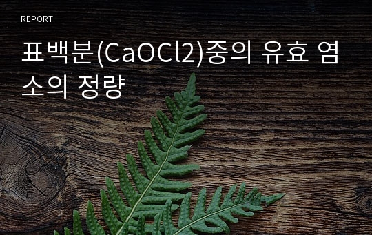 표백분(CaOCl2)중의 유효 염소의 정량