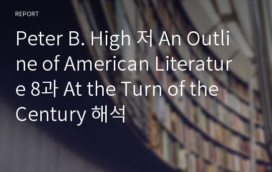 Peter B. High 저 An Outline of American Literature 8과 At the Turn of the Century 해석