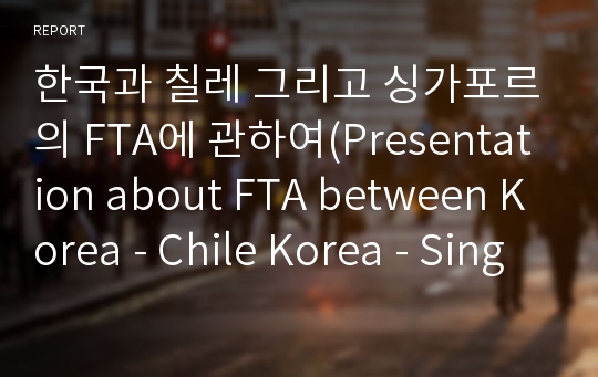 한국과 칠레 그리고 싱가포르의 FTA에 관하여(Presentation about FTA between Korea - Chile Korea - Singapore)