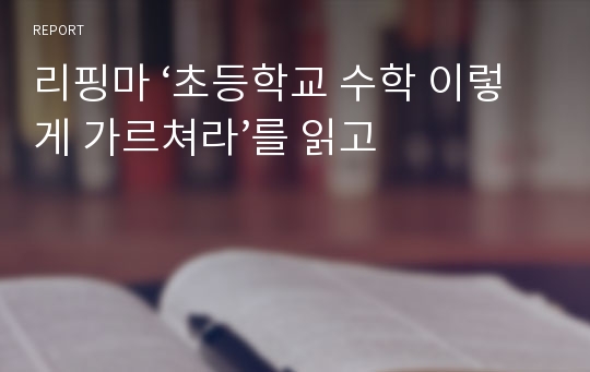 리핑마 ‘초등학교 수학 이렇게 가르쳐라’를 읽고