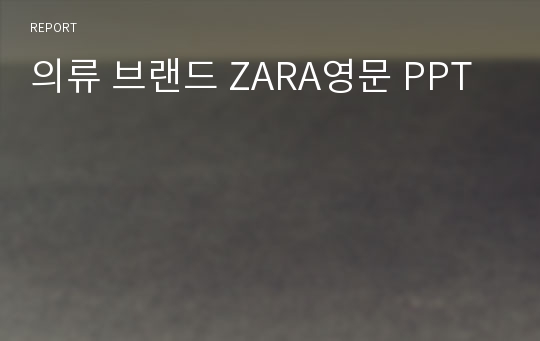 의류 브랜드 ZARA영문 PPT