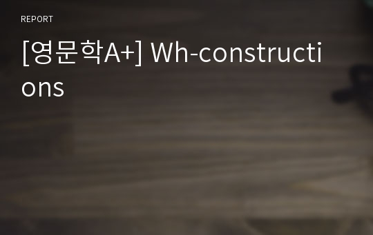 [영문학A+] Wh-constructions