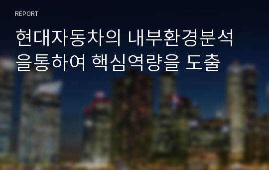 현대자동차의 내부환경분석을통하여 핵심역량을 도출