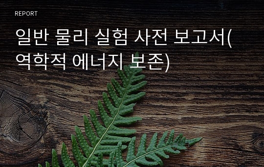 일반 물리 실험 사전 보고서(역학적 에너지 보존)