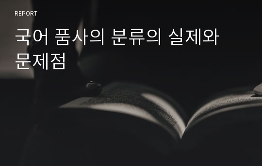 국어 품사의 분류의 실제와 문제점