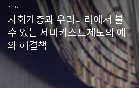 사회계층과 우리나라에서 볼 수 있는 세미카스트제도의 예와 해결책