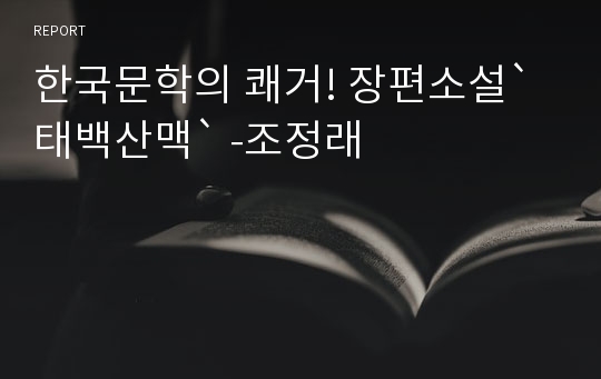 한국문학의 쾌거! 장편소설`태백산맥` -조정래