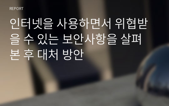 인터넷을 사용하면서 위협받을 수 있는 보안사항을 살펴본 후 대처 방안