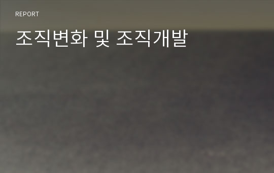 조직변화 및 조직개발