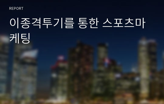 이종격투기를 통한 스포츠마케팅