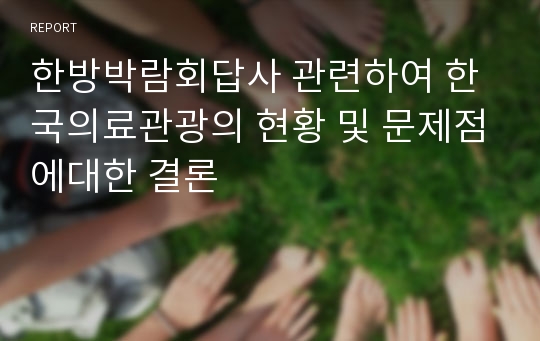 한방박람회답사 관련하여 한국의료관광의 현황 및 문제점에대한 결론