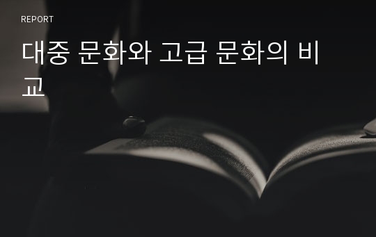 대중 문화와 고급 문화의 비교