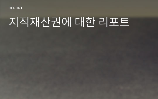 지적재산권에 대한 리포트