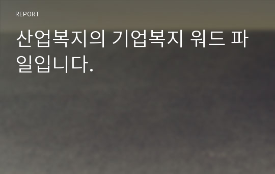 산업복지의 기업복지 워드 파일입니다.