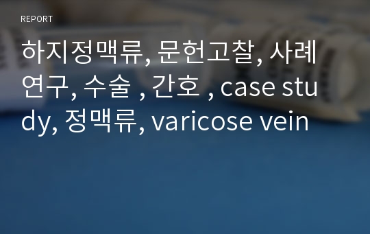 하지정맥류, 문헌고찰, 사례연구, 수술 , 간호 , case study, 정맥류, varicose vein