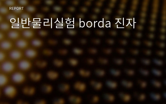 일반물리실험 borda 진자