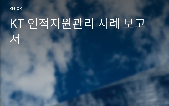 KT 인적자원관리 사례 보고서