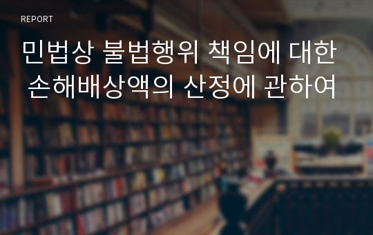 민법상 불법행위 책임에 대한 손해배상액의 산정에 관하여