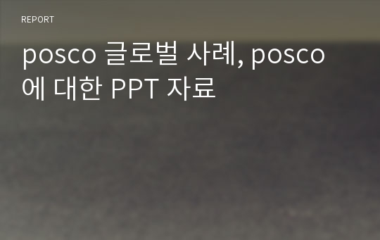 posco 글로벌 사례, posco에 대한 PPT 자료