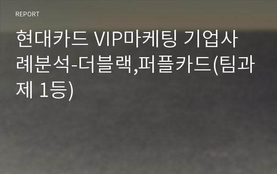 현대카드 VIP마케팅 기업사례분석-더블랙,퍼플카드(팀과제 1등)