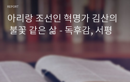 아리랑 조선인 혁명가 김산의 불꽃 같은 삶 - 독후감, 서평