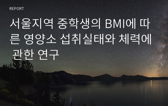 서울지역 중학생의 BMI에 따른 영양소 섭취실태와 체력에 관한 연구