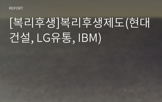 [복리후생]복리후생제도(현대건설, LG유통, IBM)