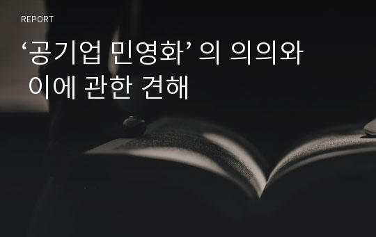 ‘공기업 민영화’ 의 의의와 이에 관한 견해