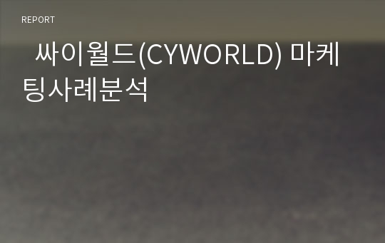   싸이월드(CYWORLD) 마케팅사례분석