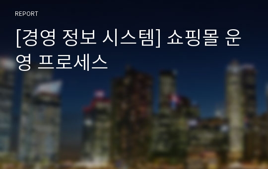 [경영 정보 시스템] 쇼핑몰 운영 프로세스