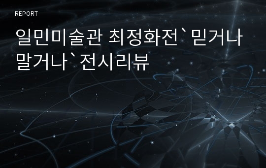 일민미술관 최정화전`믿거나말거나`전시리뷰