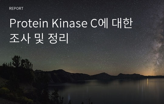 Protein Kinase C에 대한 조사 및 정리