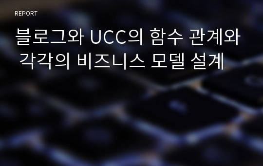 블로그와 UCC의 함수 관계와 각각의 비즈니스 모델 설계