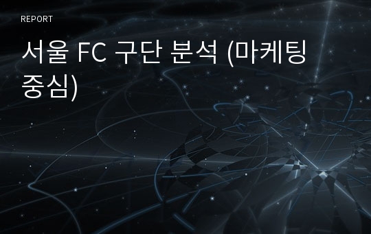 서울 FC 구단 분석 (마케팅 중심)