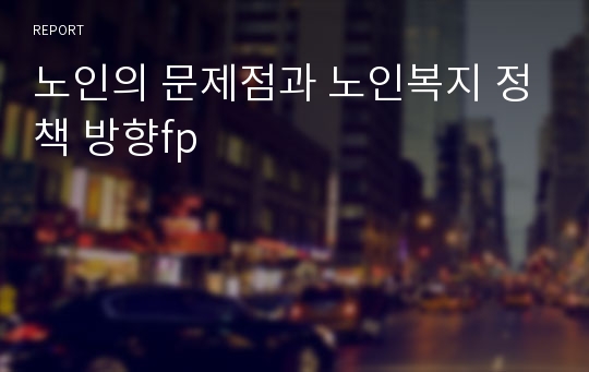 노인의 문제점과 노인복지 정책 방향fp