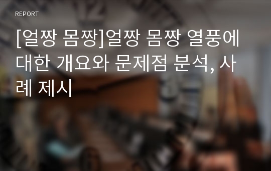 [얼짱 몸짱]얼짱 몸짱 열풍에 대한 개요와 문제점 분석, 사례 제시