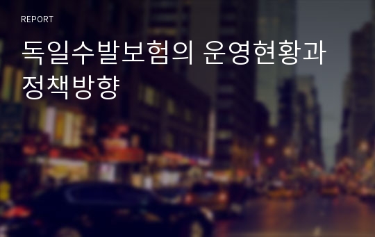 독일수발보험의 운영현황과 정책방향