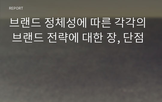 브랜드 정체성에 따른 각각의 브랜드 전략에 대한 장, 단점