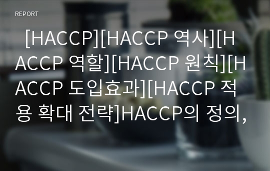   [HACCP][HACCP 역사][HACCP 역할][HACCP 원칙][HACCP 도입효과][HACCP 적용 확대 전략]HACCP의 정의, HACCP의 역사, HACCP의 역할, HACCP의 원칙, HACCP의 도입효과, HACCP의 적용 확대 전략 분석