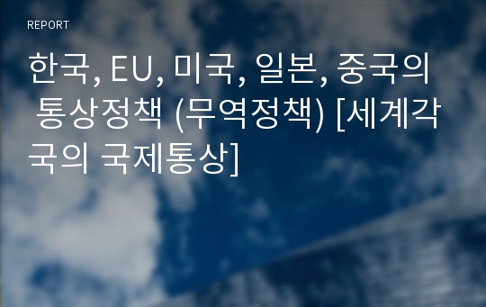 한국, EU, 미국, 일본, 중국의 통상정책 (무역정책) [세계각국의 국제통상]