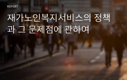 재가노인복지서비스의 정책과 그 문제점에 관하여