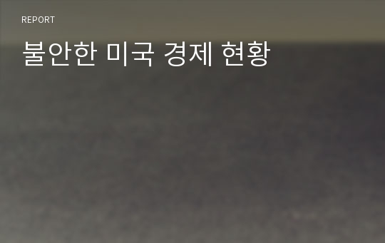 불안한 미국 경제 현황